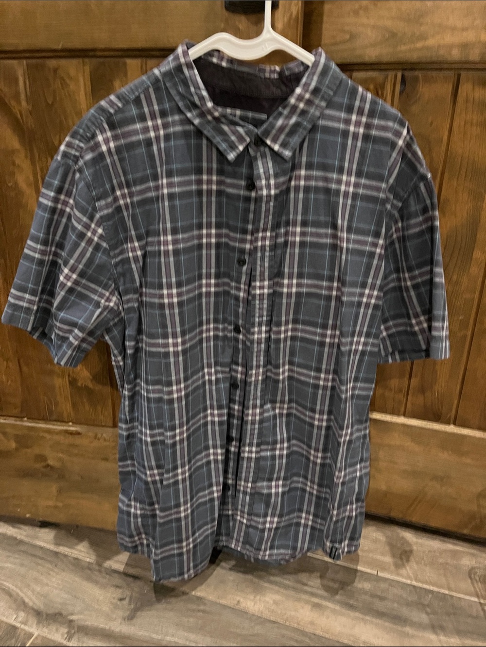 Prana Men's Short-Sleeve Plaid Button-Down Shirt - Blue & White
